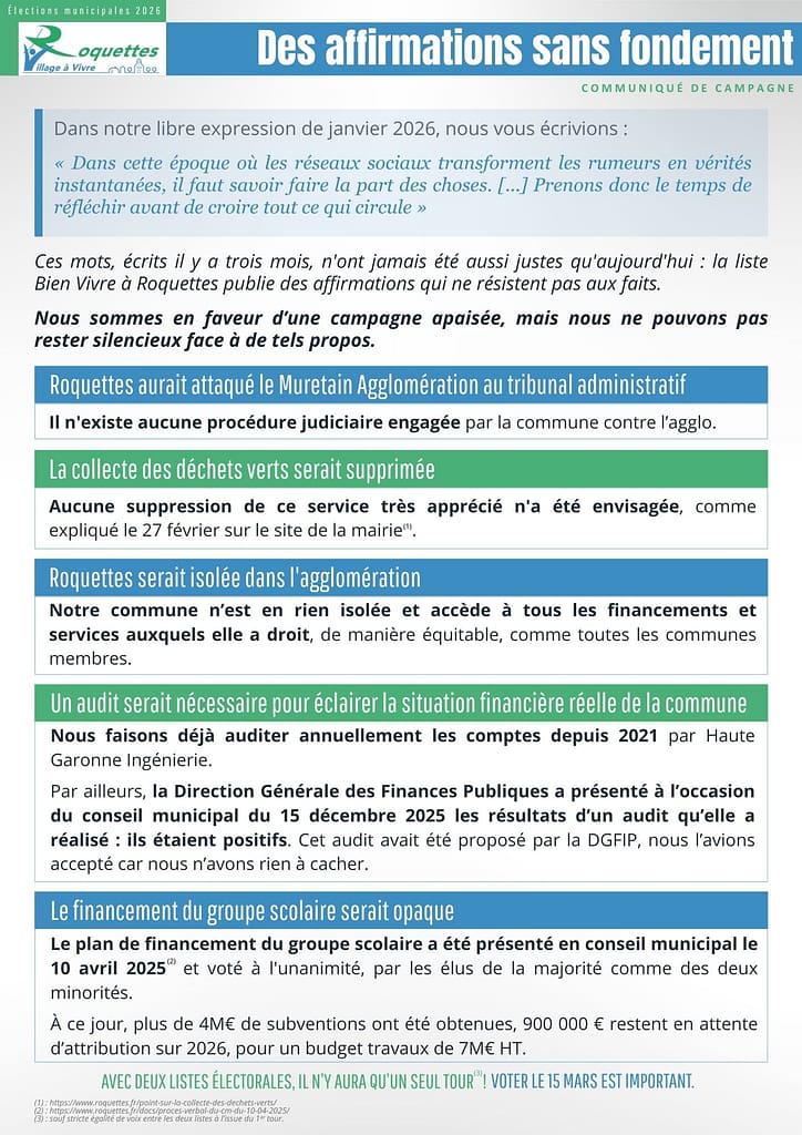 Droit de réponse - communiqué de campagne